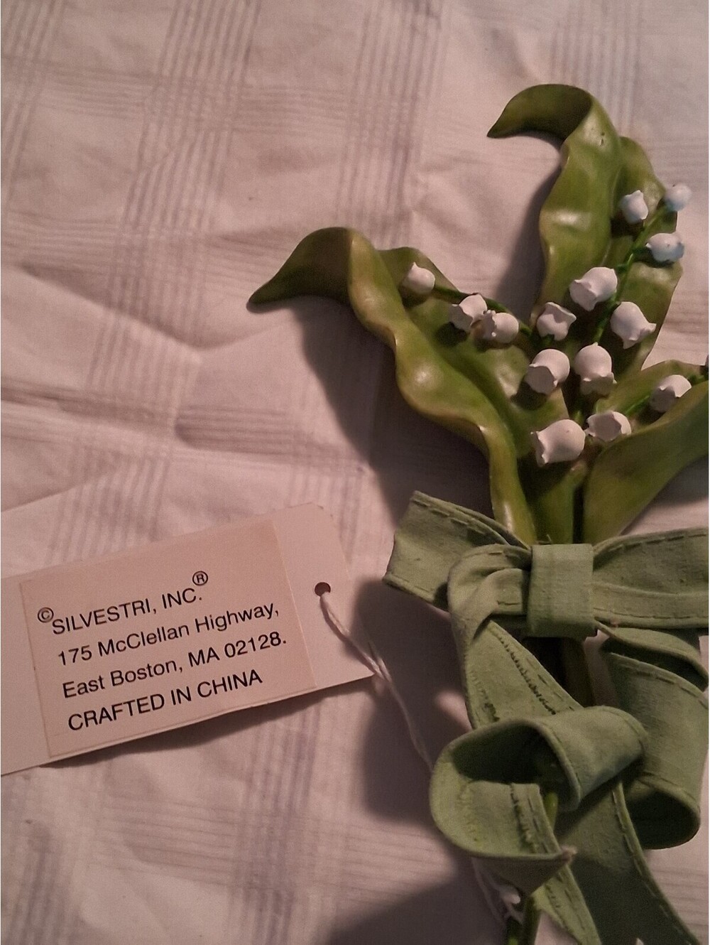 Handcrafted Lily of the Valley Wall Hook with Green Bow - Picture 3 of 6